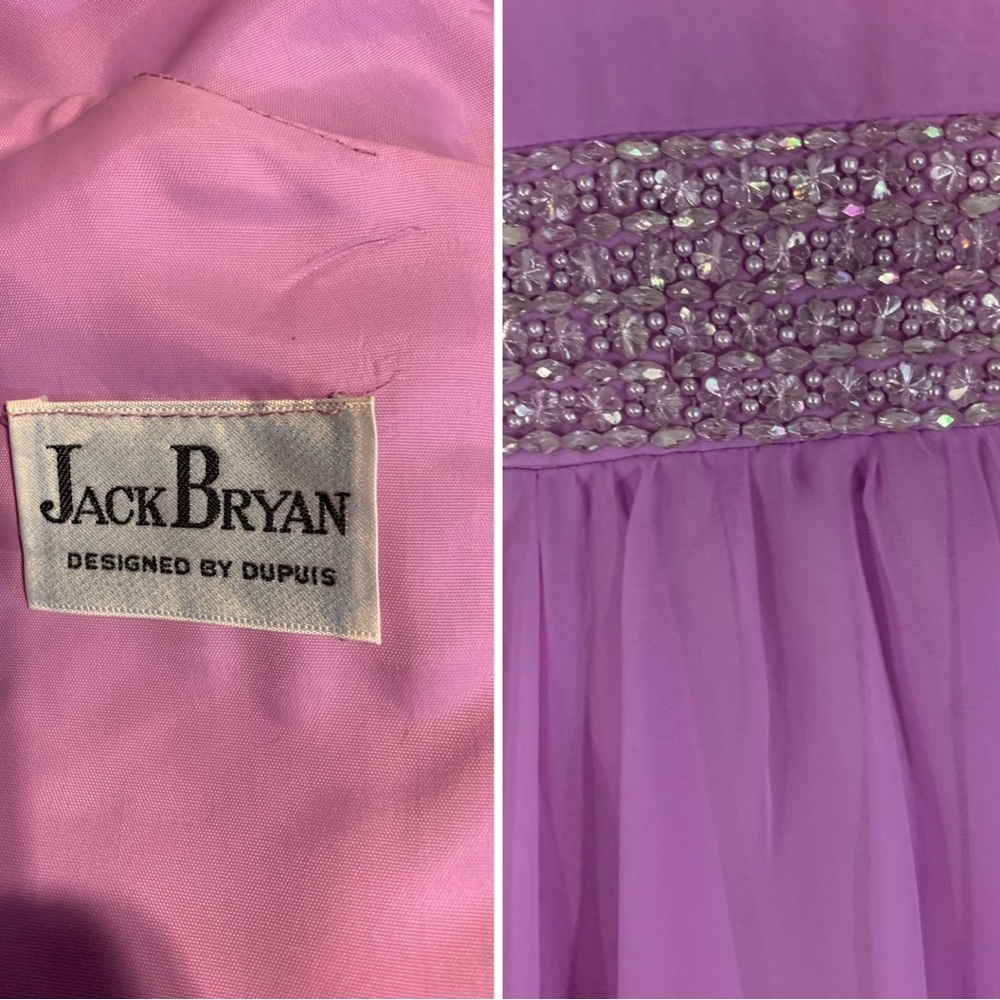 VINTAGE 1960'S JACK BRYAN BY DUPUIS ORCHID PURPLE CHIFFON BEADED COCKTAIL DRESS - Picture 12 of 14